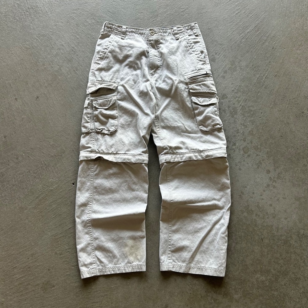 Vintage Y2K Arizona Jean Convertible Cargo Pants Size 29x28 Cream Zip Off Shorts